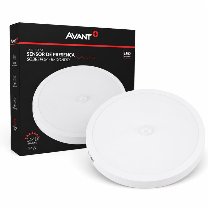 Painel Led Sensor Presença Redondo 24W Avant 6500K Bivolt