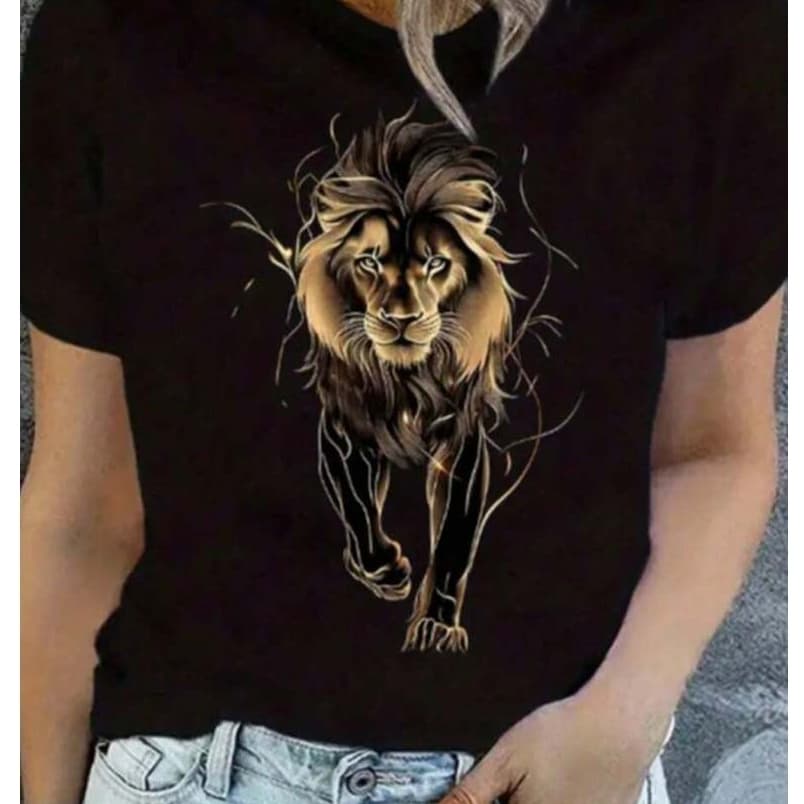 Camiseta Camisa Basica Feminina Leão 100% Algodão 30.1 Academia T-shirt envio rapido