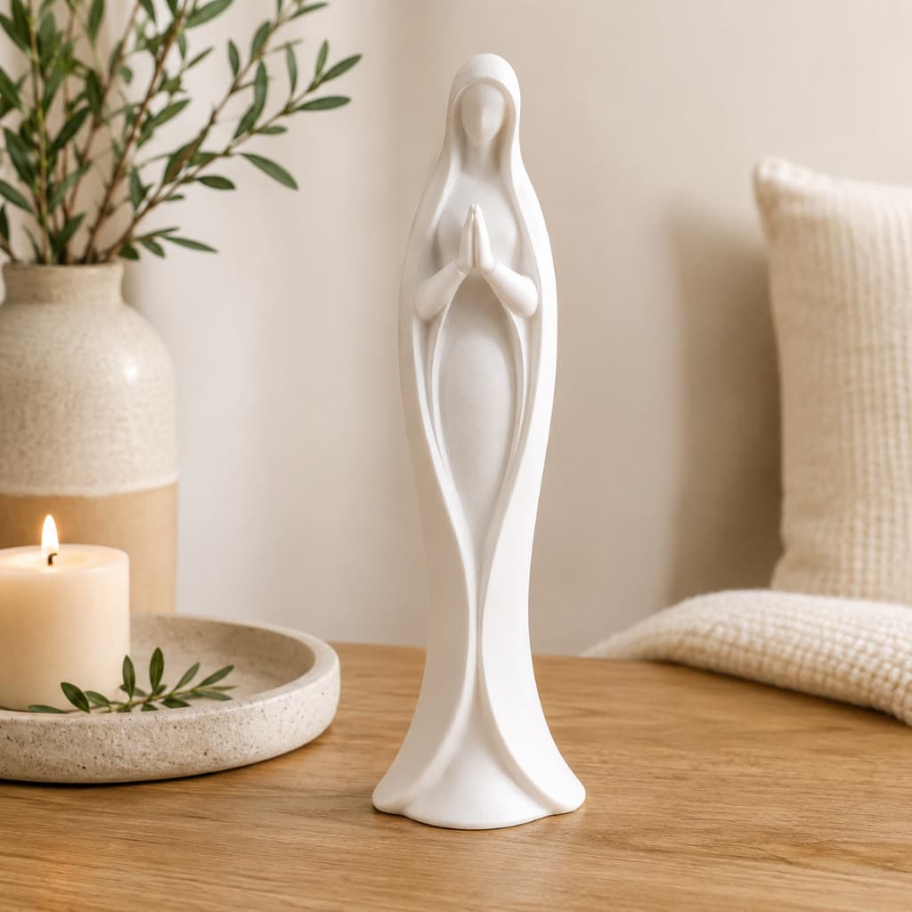 Estatua Nossa Senhora Minimalista Decoração Religiosa Fé Proteção Presente Santa Maria