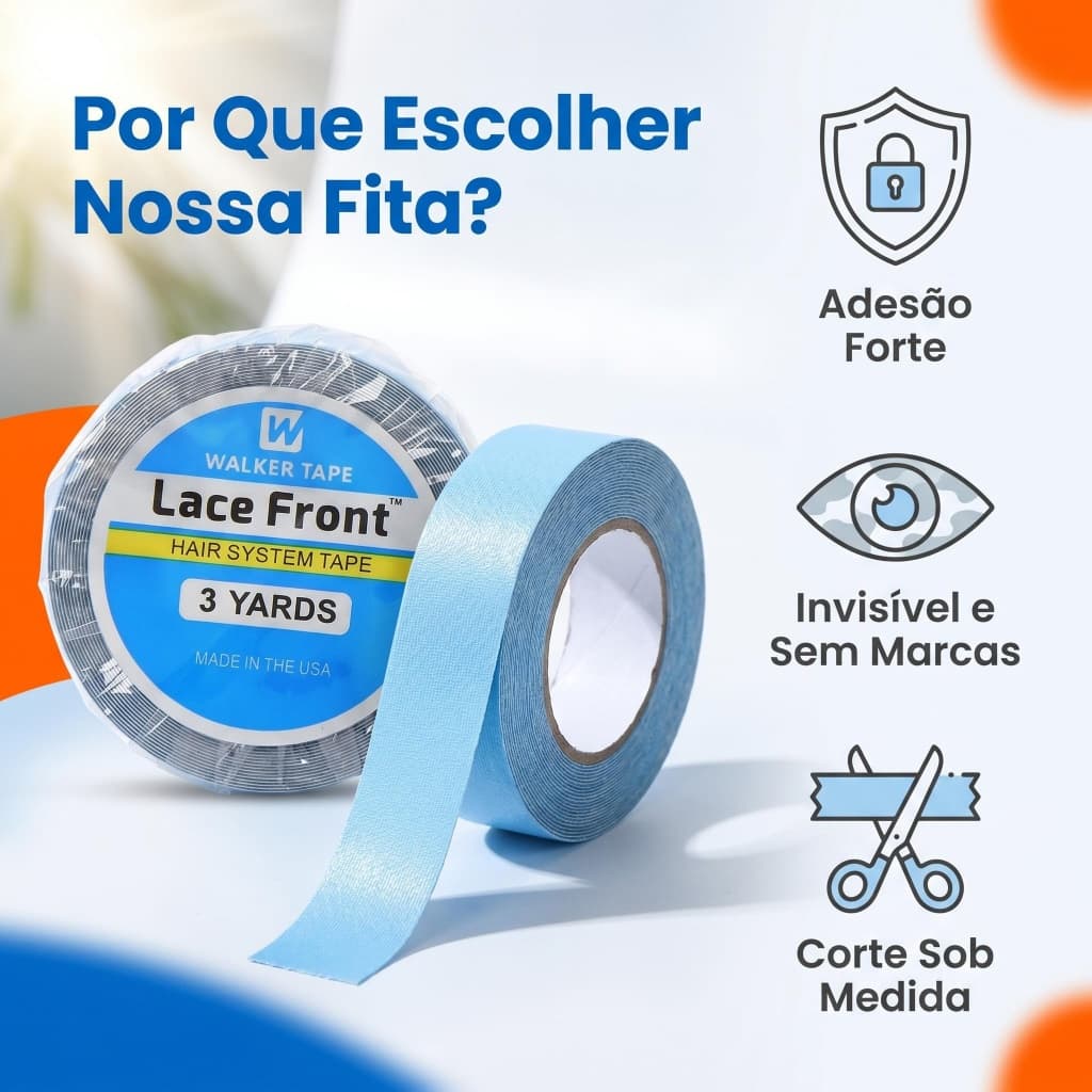 Fita Tape Profissional 3m × 1,27cm Resistente ao Suor para Mega Hair e Perucas