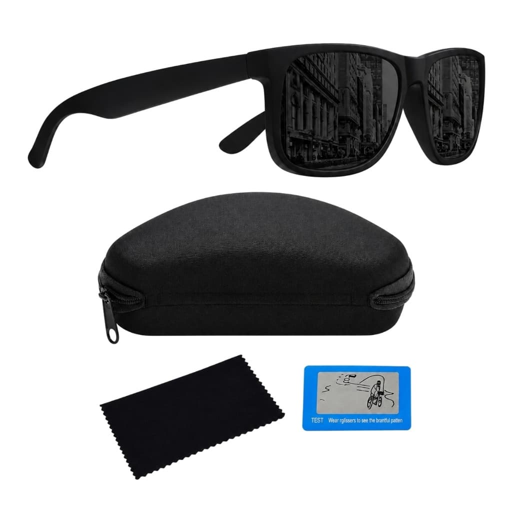 Óculos De Sol Quadrado Masculino Feminino Polarizado UV400 Preto Esportivo Premium Moda + Acessórios