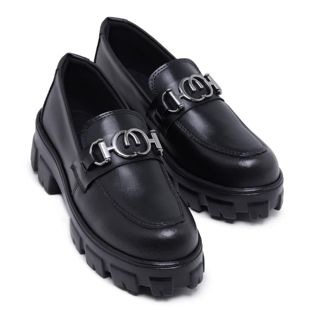 Mocassim Feminino Casual Elegante com Fivela Metalizada | Confortável, Leve e Sofisticado