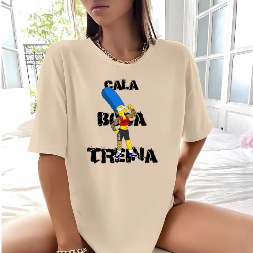 T-shirt Unissex Lisa 100% Algodão Básica Estilo Academia Moderna Marge Simpson