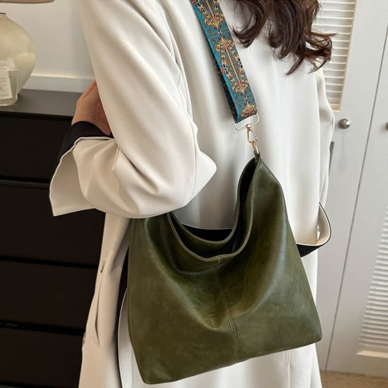 Bolsa Feminina Balde PU Grande Capacidade Ombro Transversal Alça Estampada Casual