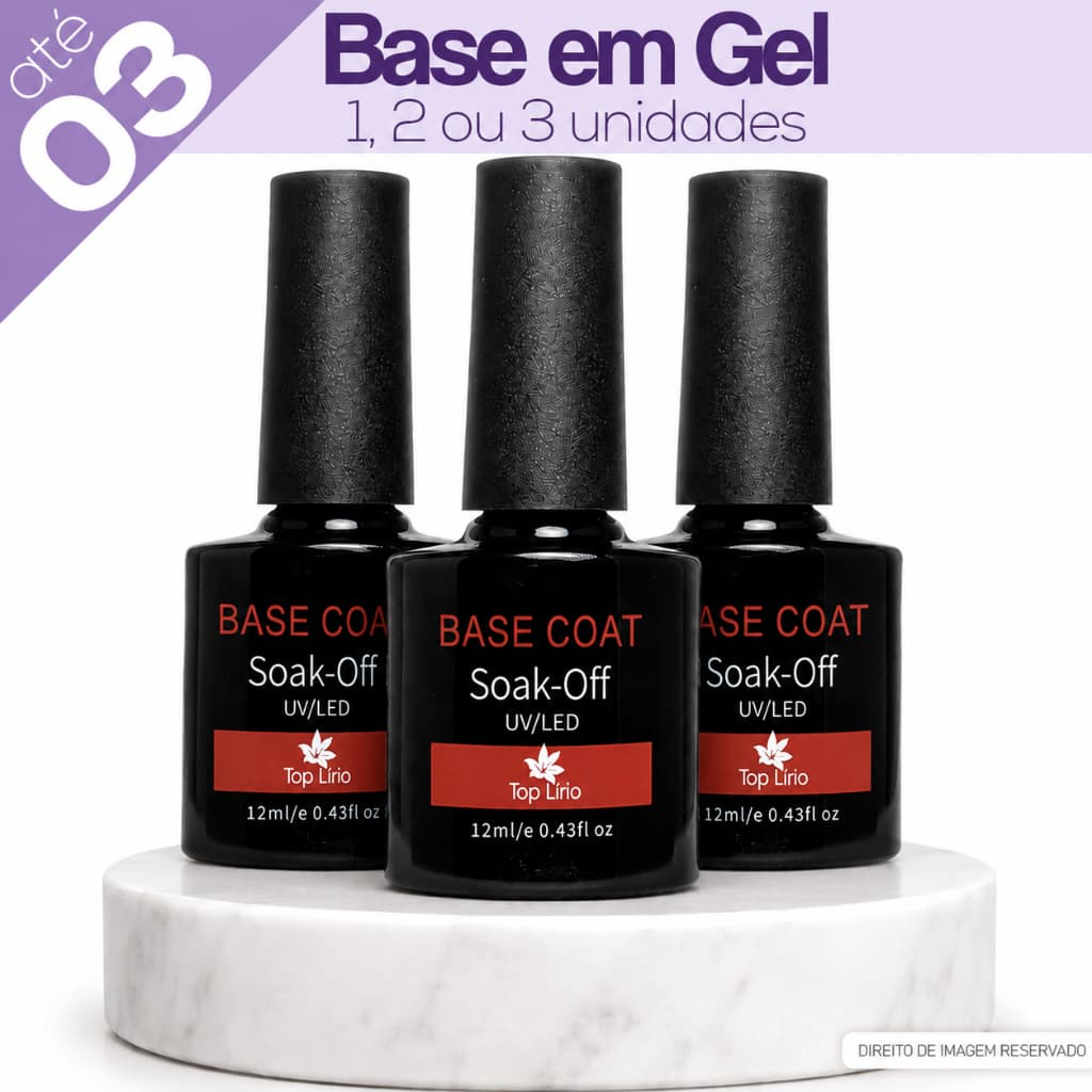 Base em Gel 1, 2 ou 3 Unidades Lirio Unhas Preparadores Manicure Led UV