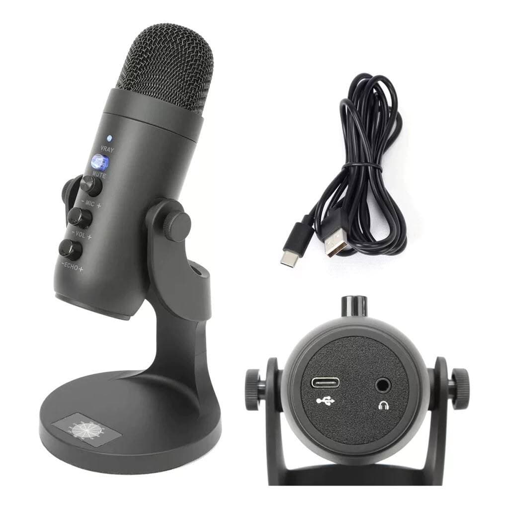 Microfone Condensador Usb 360º Mv7 - Kapbom Cor Preto