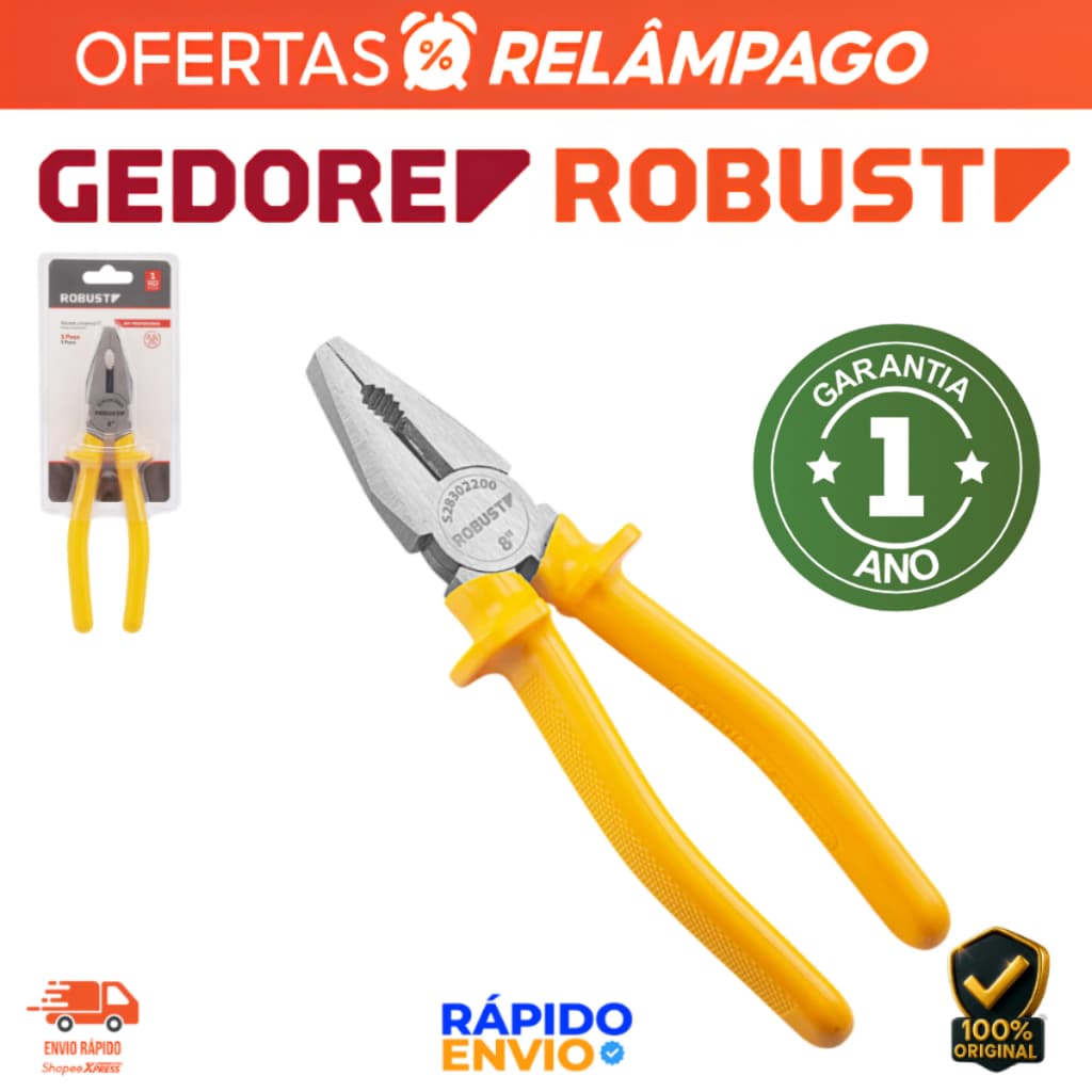 Alicate Universal 8" Profissional GEDORE ROBUST Resistente Oferta Premium Top