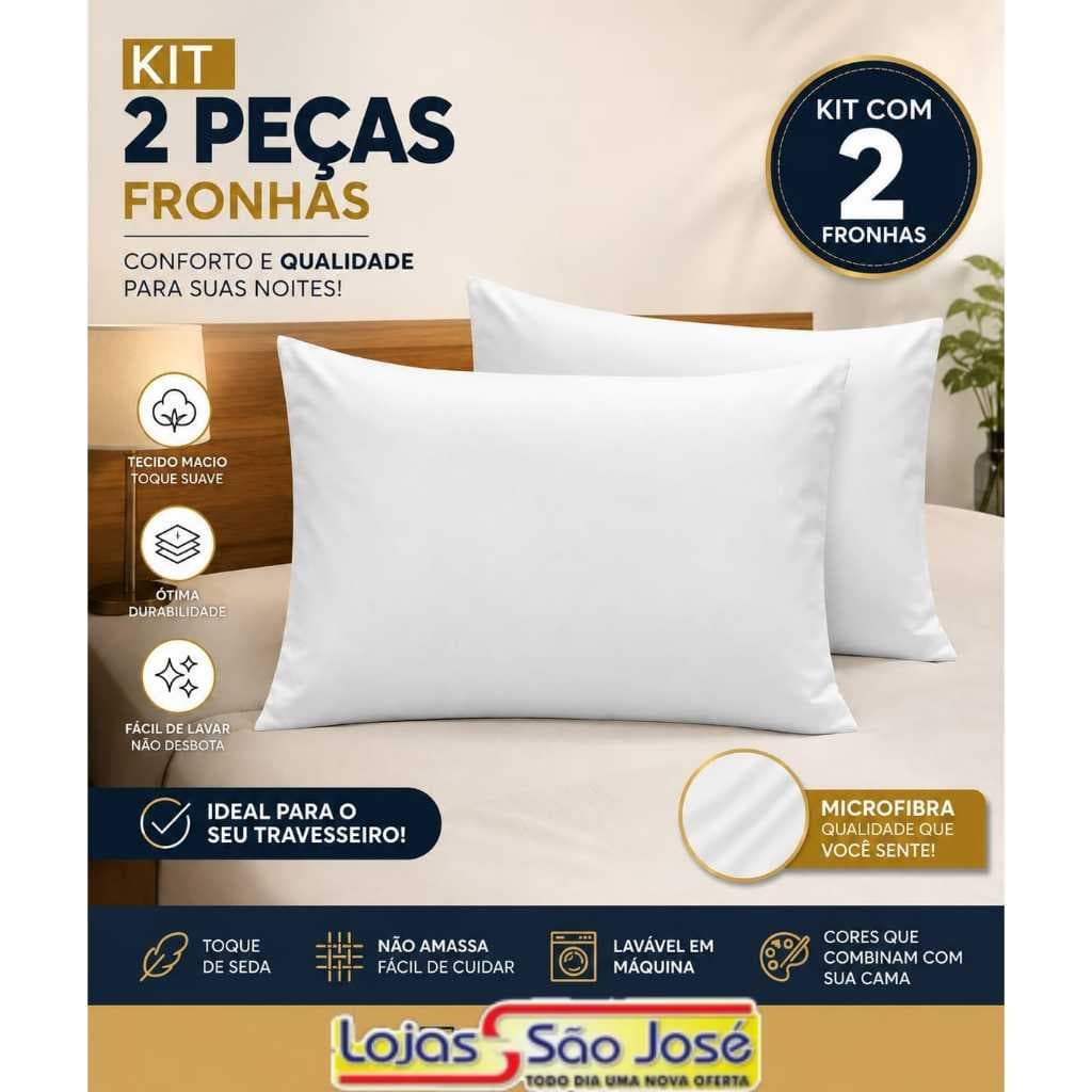 Kit 2 Fronhas de Microfibra – Macias, Confortáveis e Duráveis