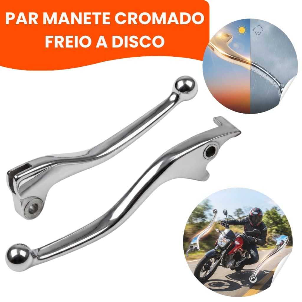 Par Manete Cromado Cg Titan Fan 125 150 160 Freio A Disco + Embreagem Honda Moto Cargo CB Twister