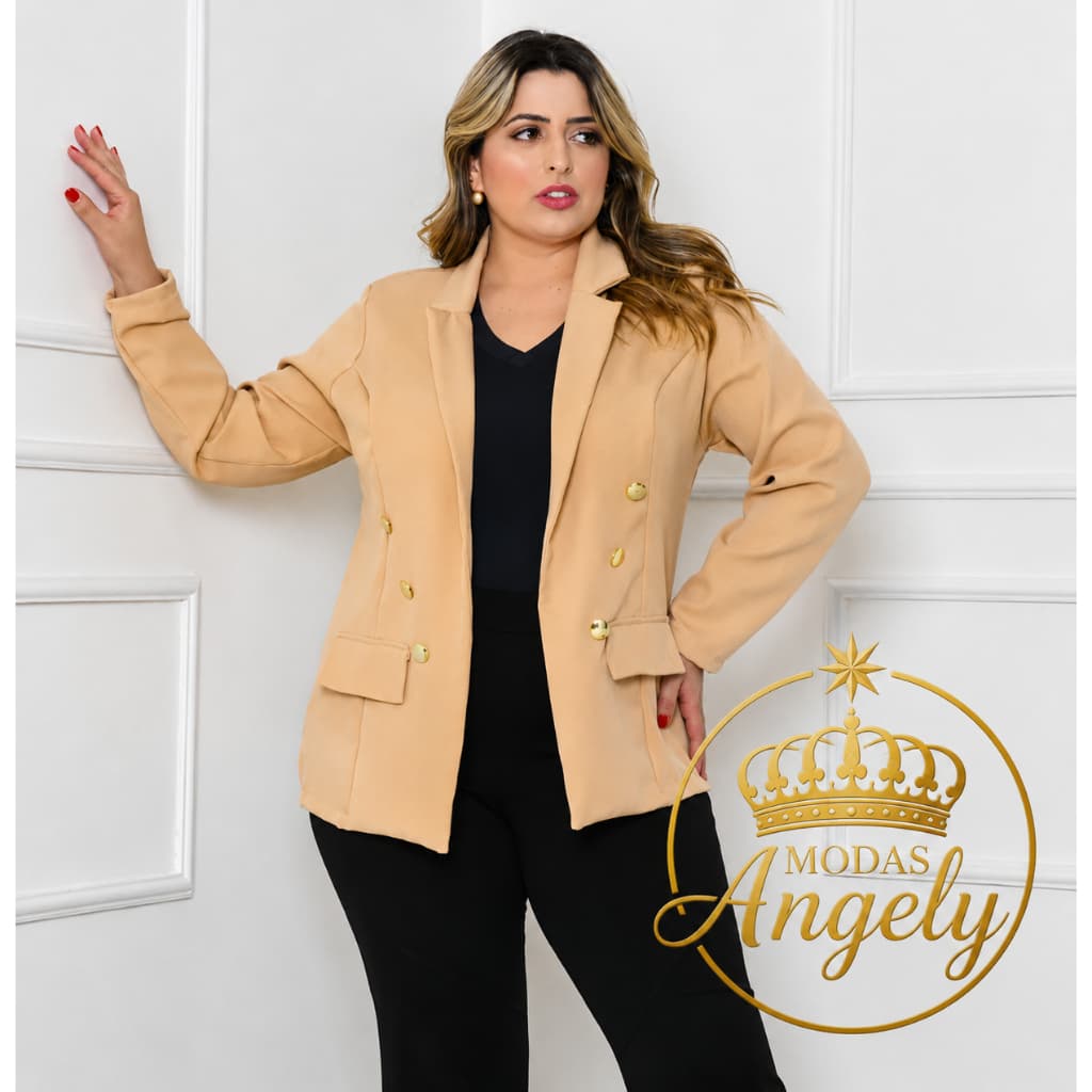 Blazer Feminino Plus Size Social Botão Alfaiataria Elegante Blusa Moderno Lindo Chike Blusa G1 G2 G3