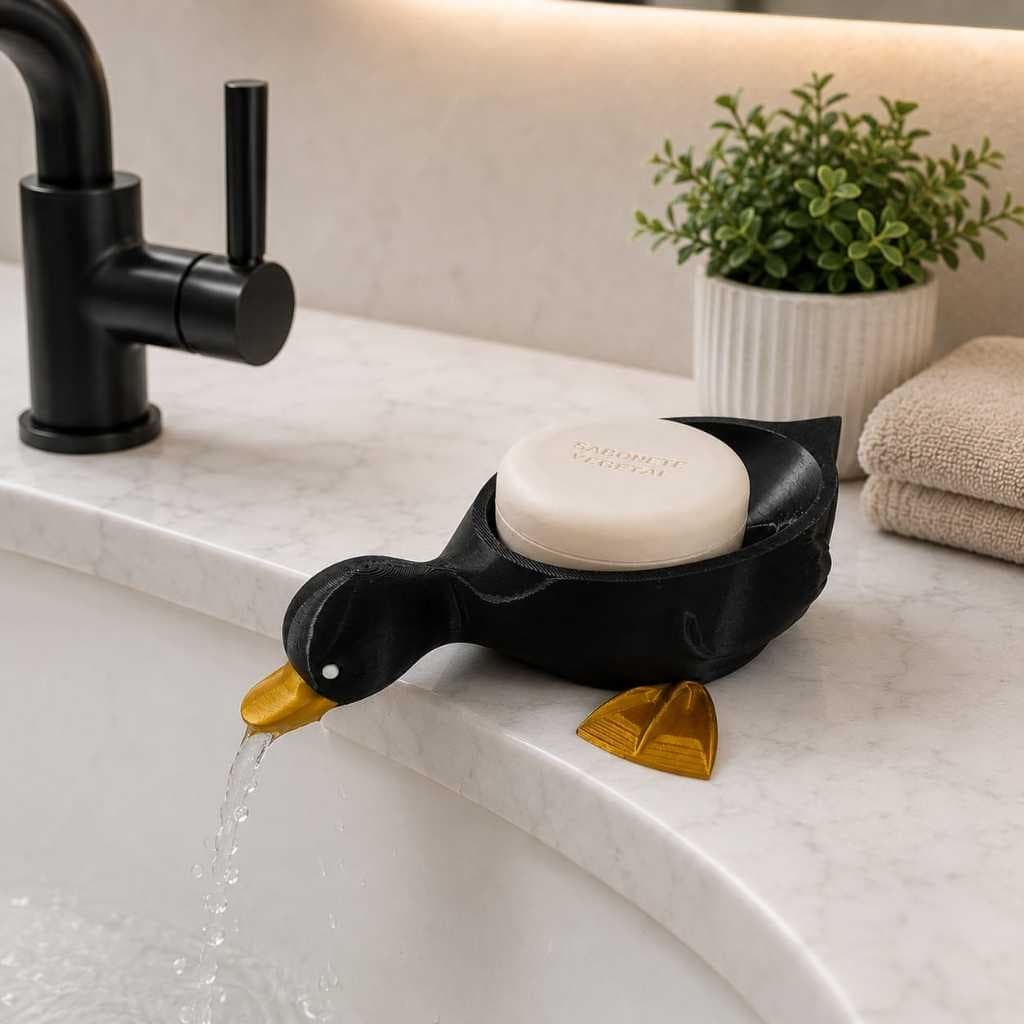 Saboneteira Pato Fofa Pia Banheiro Suporte Sabonete Plástico C Furo Escorrer Água Porta Sabão Lavabo