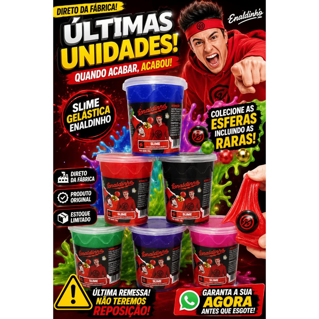 ÚLTIMAS UNIDADES - Slime Enaldinho youtuber gelástica, a slime com bolinhas colecionáveis