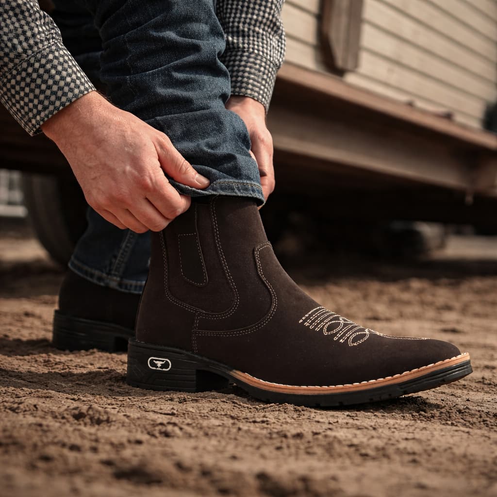 Bota Chelsea Masculina Casual Confortável Trabalho Botina Country Texana Macia Resistente Sapato Masculino