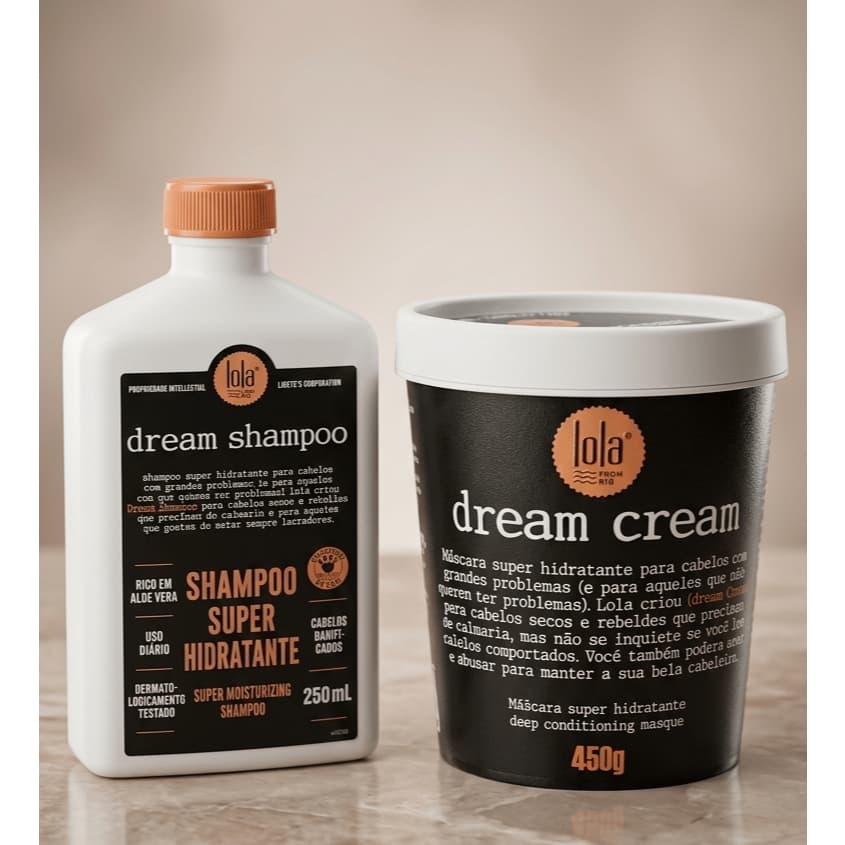 Kit Lola Dream Cream + Dream Shampoo Hidratação Profunda Cabelos Secos e Danificados
