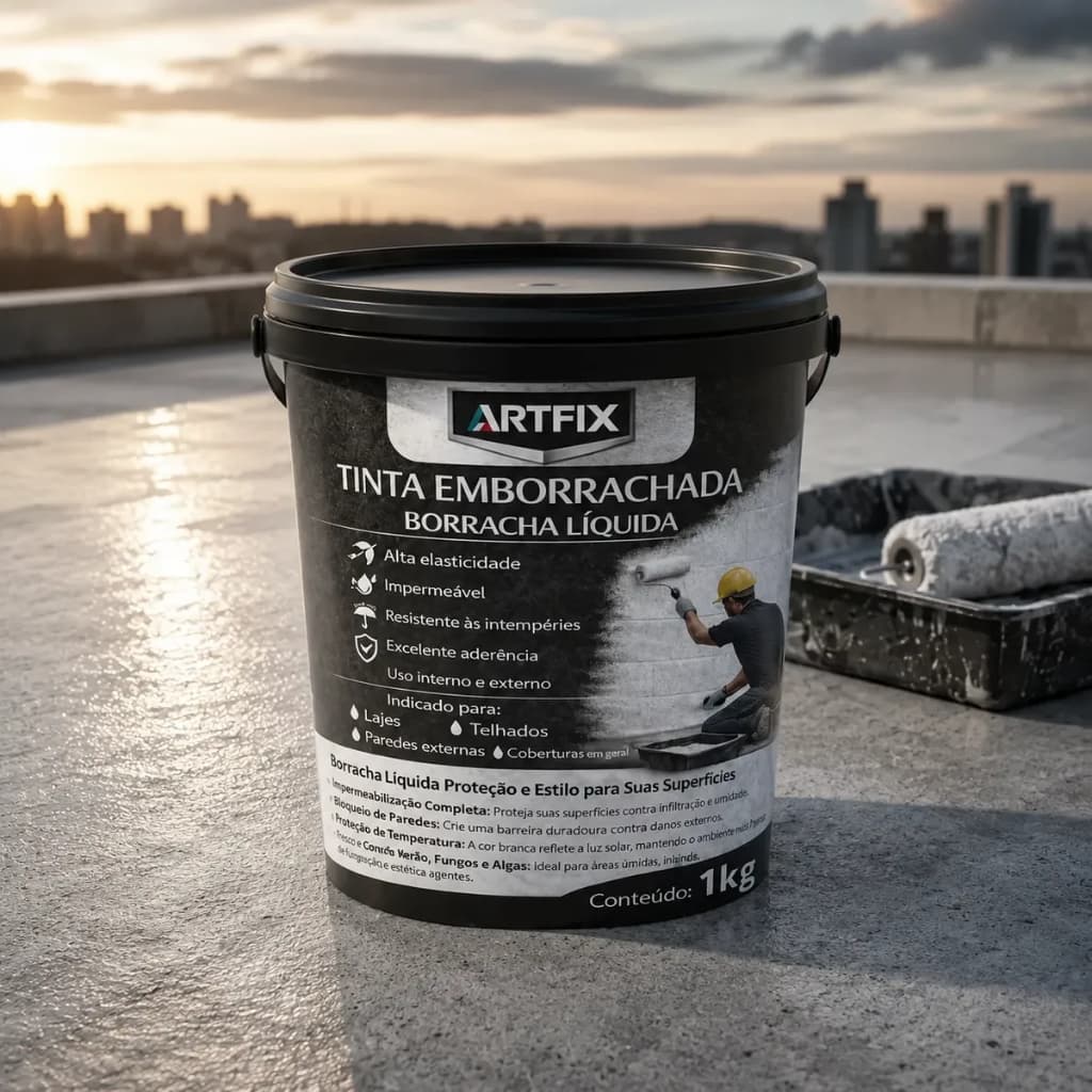 Tinta Borracha Líquida Artfix 1kg Impermeabilizante Flexível Branco ou Cinza