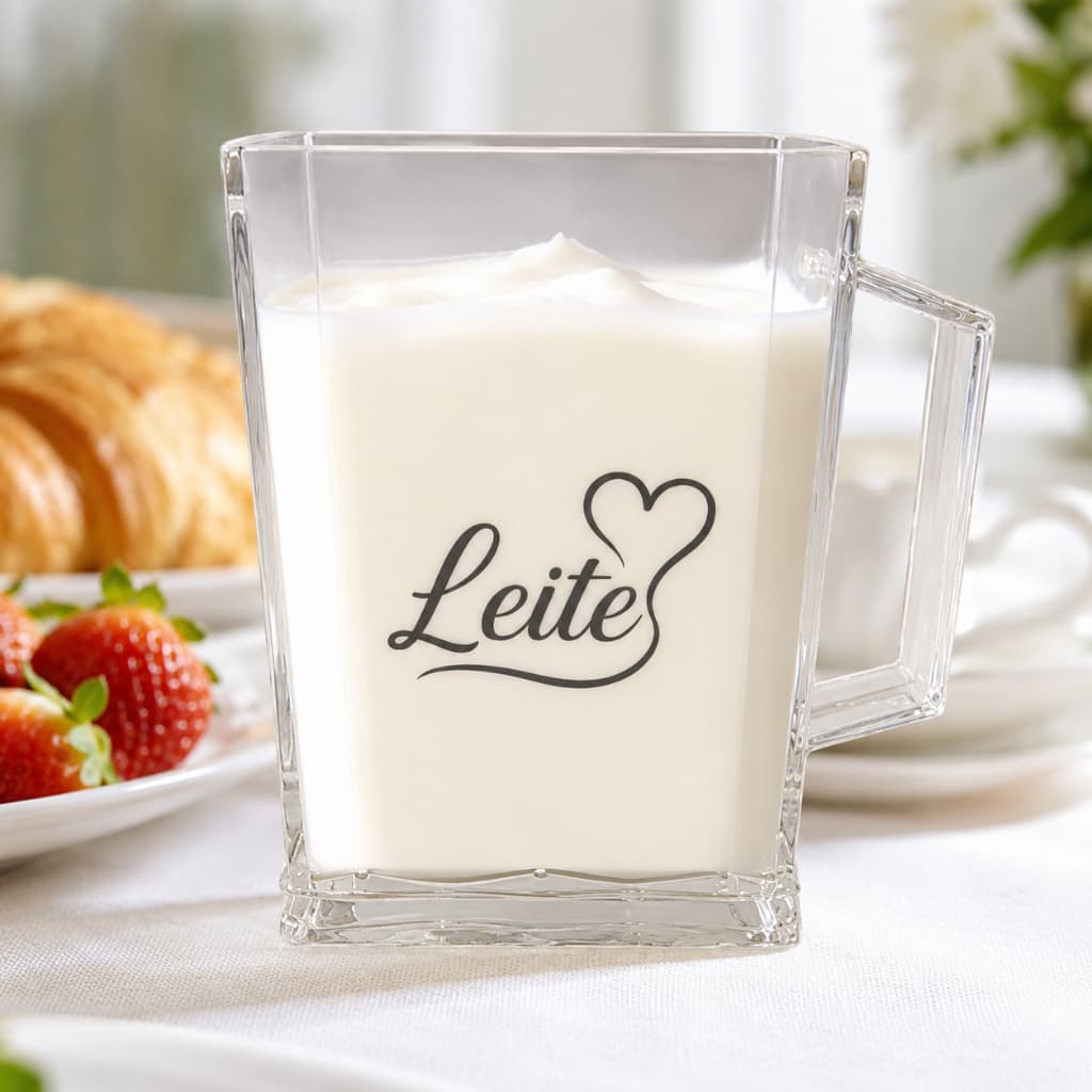 Suporte Porta Leite Personalizado ou Caixa de Suco, Alça Premium Cristal