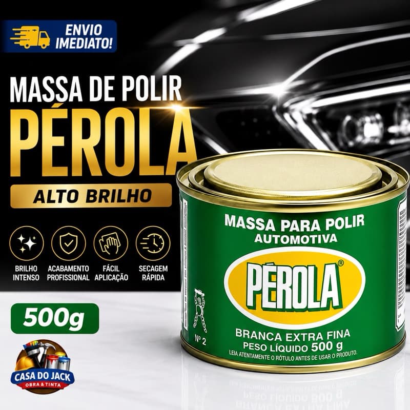 Massa Automotiva Pérola 500g Polimento e Acabamento Profissional