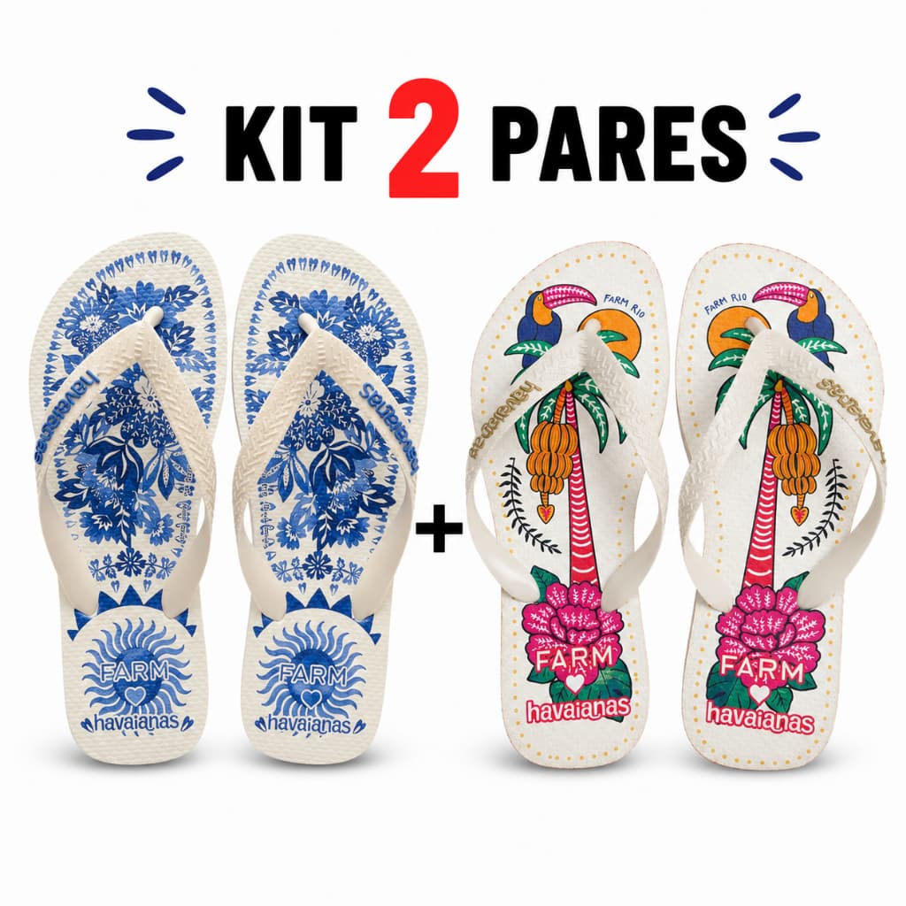 Kit 2 Pares Chinelo Feminino Coleção Praia Confortável
