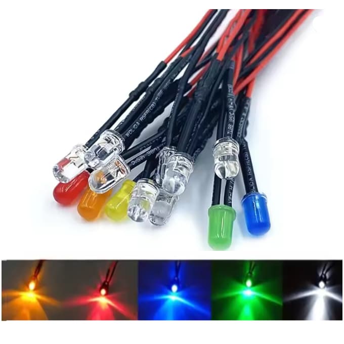 Par De Lâmpada De Mini Led 5mm Difuso Montada Pronto Para Usar Em 12V Escolha A Cor