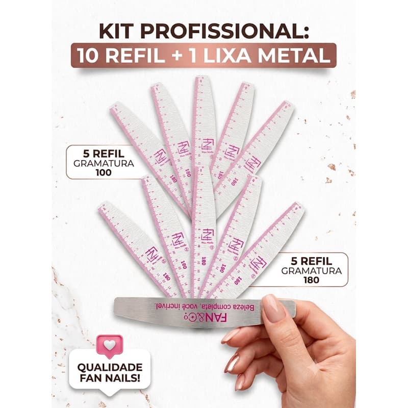 Lixas Reutilizável Boomerang Placa De Ferro Com 10 Refil 100/180 Fan Nails