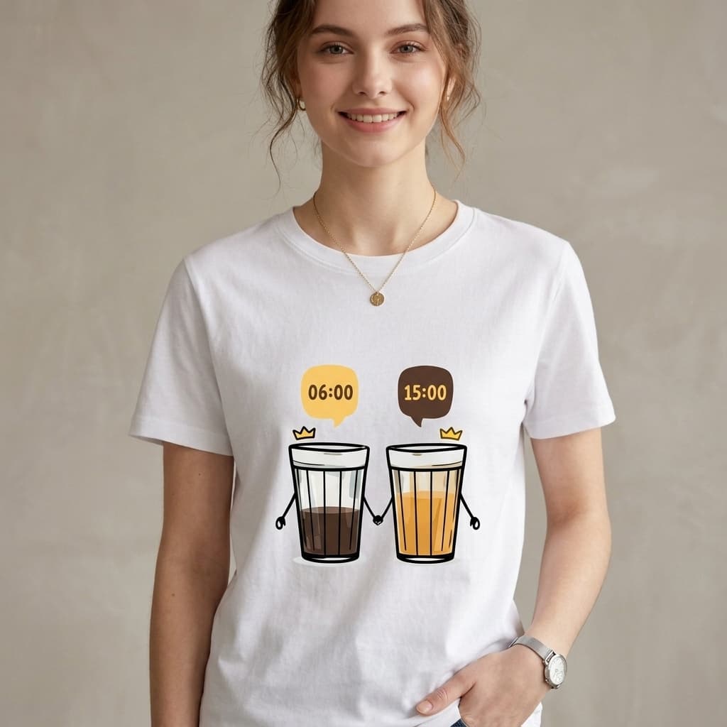 Camiseta Feminina Cafe/Cerveja Basica Casual Estilosa Moda Versatil Urbano