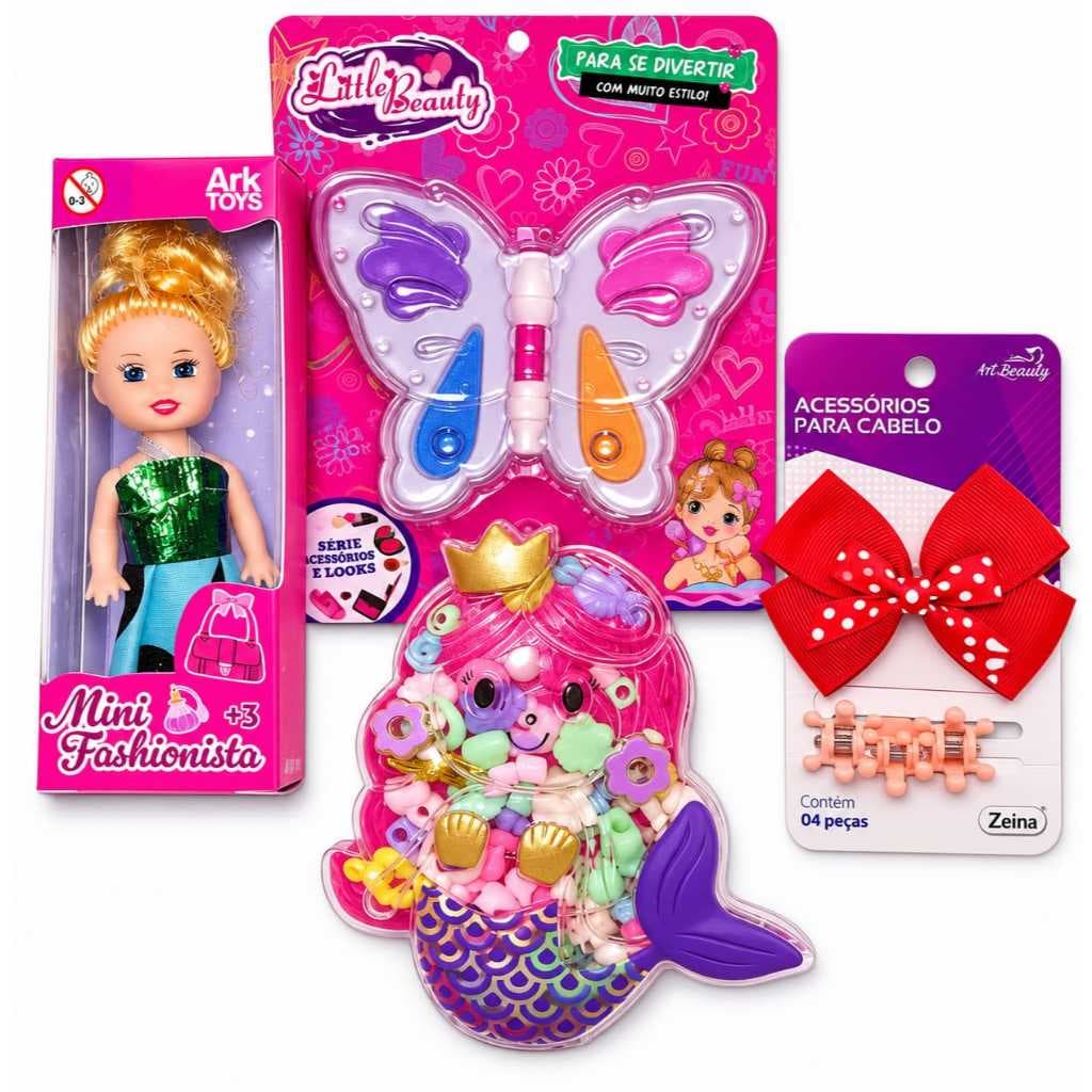 Kit Maquiagem para Bonecas Meninas/Brinquedo Infantil Maquiagem e Acessórios/Kit Brinquedo Menina