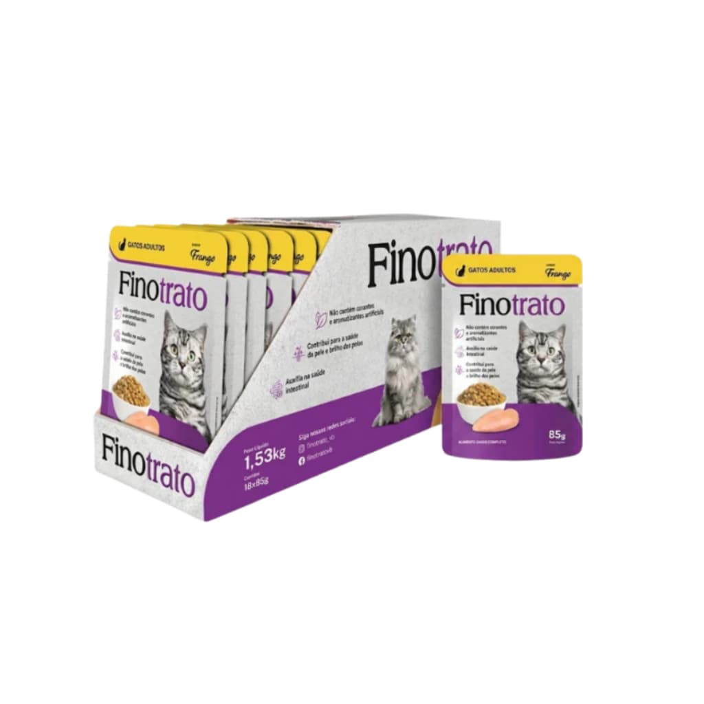 Sachê Finotrato Alimento úmido para Gatos Adultos Caixa C/ 18 Sachês Finotrato Sabor Frango