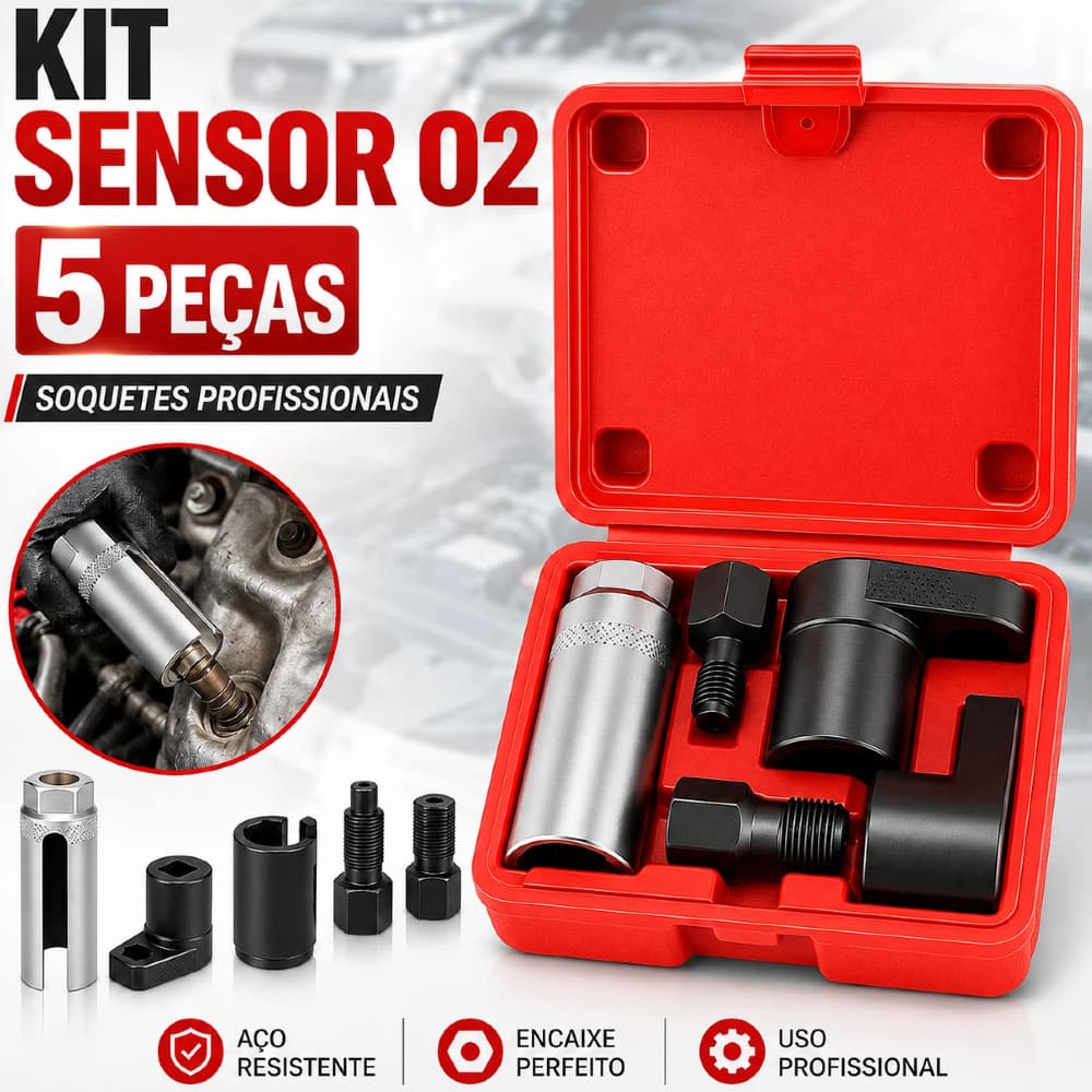 Kit 5 Peças Chave Soquete Sonda Lambda Em Aço 5 Pcs 1/2' 3/8'