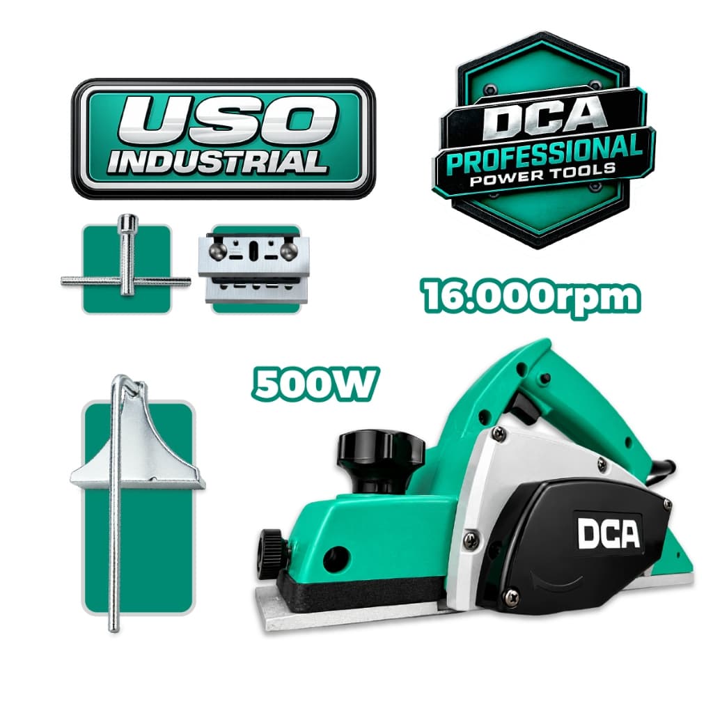Plaina Elétrica DCA 500W 82mm AMB82 127V 220V para Madeira Guia Lateral Corte Preciso Profissionais