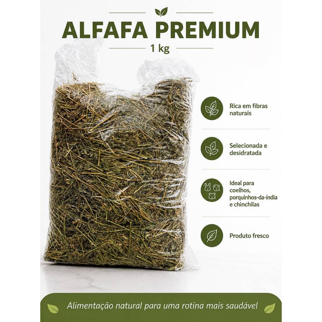 Alfafa Premium Natural em Rama para Coelhos e Roedores  Nutrição Fibra e Bem estar