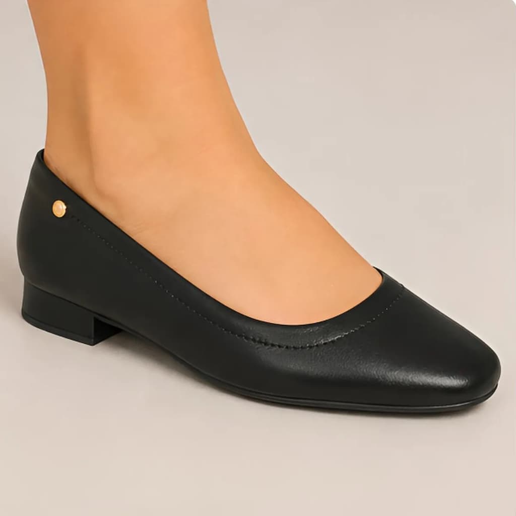 Sapato Feminino Sapatilha Comfortflex Salto Couro Legitimo Salto 2,5 cm