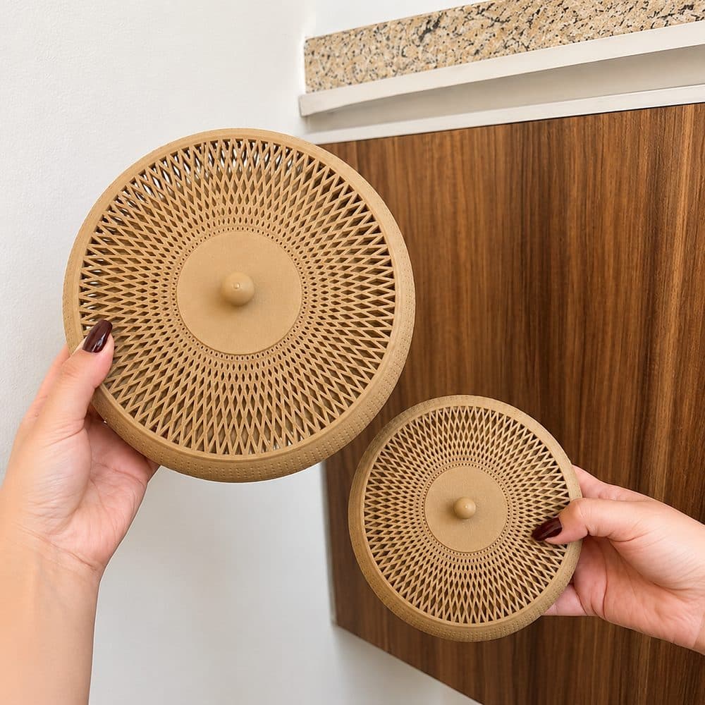 Tigela Floral com Tampa Cesto Decorativo Organizador Centro de Mesa Boho