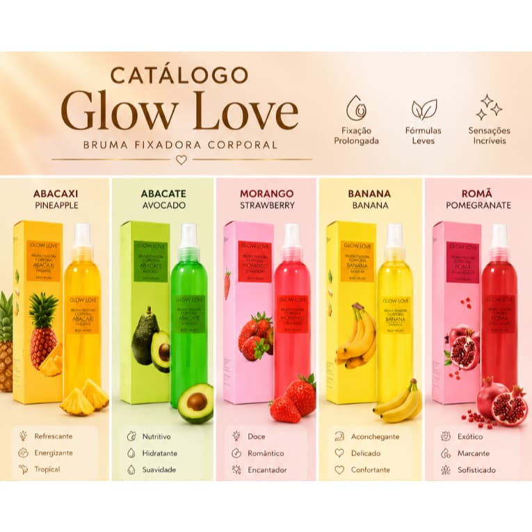 Bruma Fixadora de Maquiagem Glow Love 200ml | Longa Duração | Hidratação e Acabamento Natural