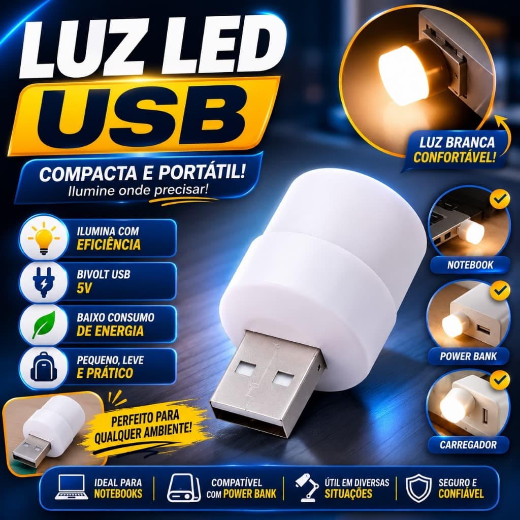 Lâmpadas Portátil Mini Led  Da Noite USB Plug   Energia Móvel LED Livro Luz Redonda Leitura Lâmpadas