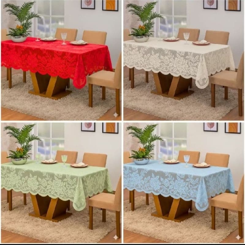 Toalha Mesa De Renda 2.30x1.50m Retangular Florida Para 6 Cadeiras