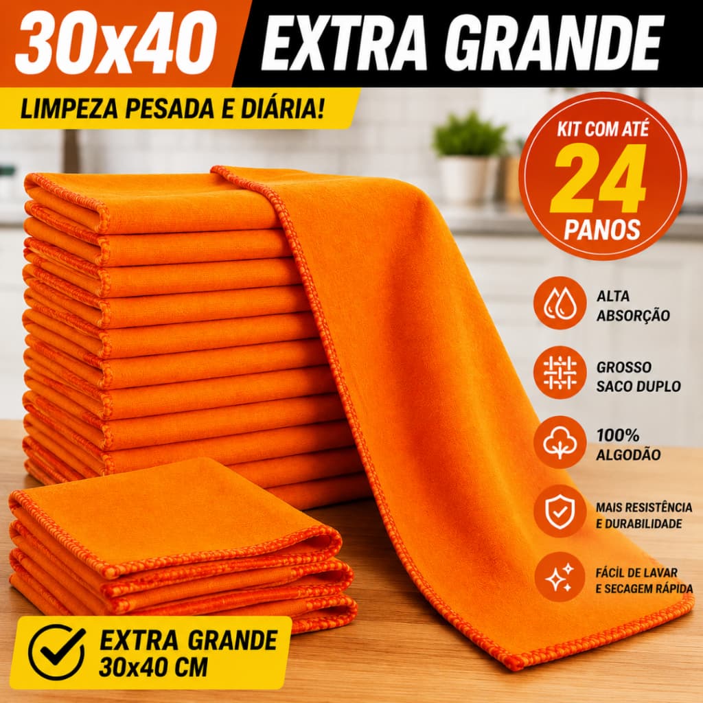 Kit Com 12 Ou 24 Flanelas Pano de Limpeza Profunda Flanelas Multiuso  Material de Limpeza 30x40 cm