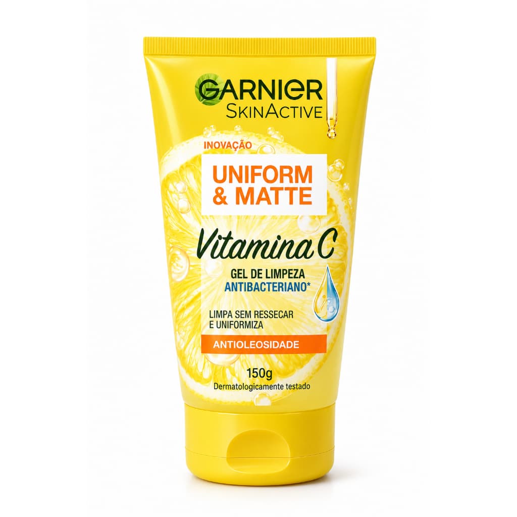 Gel de Limpeza Facial Garnier Uniform & Matte Antibacteriano 150g