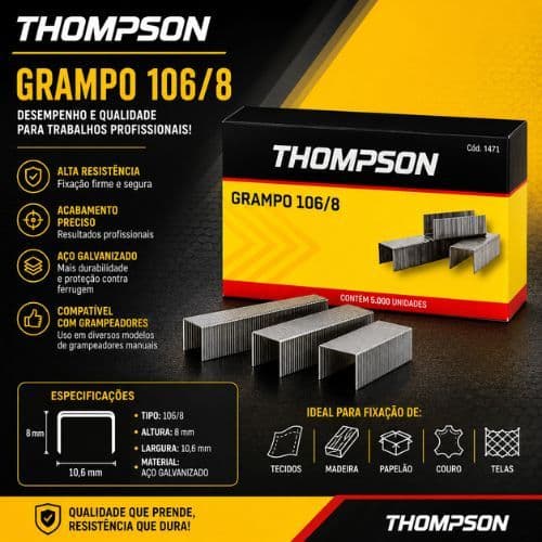 GRAMPO 106/8 GALVANIZADO CX 2500 UN - THOMPSON