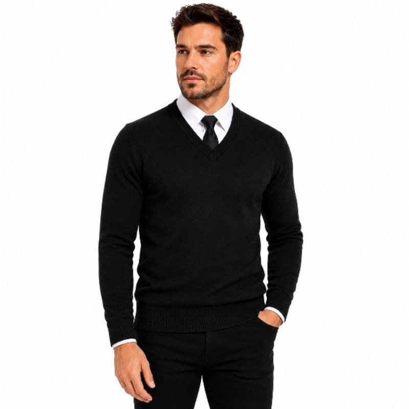 Blusa Masculina Gola V Trico Suéter Blusa de homem| Outono e Inverno Blusa de Frio PMGGG Blusa de Frio Social Camisa