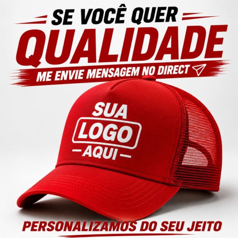 Boné Personalizado com Sua Logo | Boné Trucker DTF Premium | Boné Masculino Feminino Unissex Ajustável
