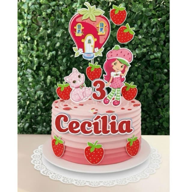 Topo de Bolo Moranguinho Personalizado - Topper Festa Infantil