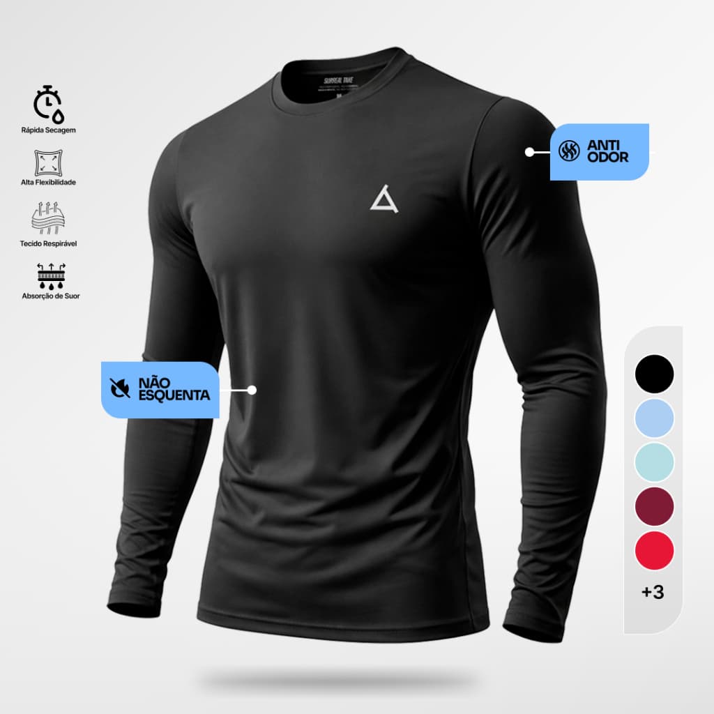 Camisa Térmica Dry Fit Proteção UV 50+ Segunda Pele Camiseta Academia Blusa Manga Longa Unissex