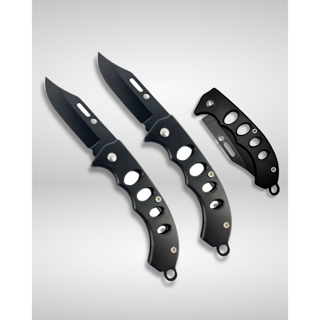 Kit 2 Canivetes Táticos Dobráveis Aço Inox Multifuncional Camping Pesca