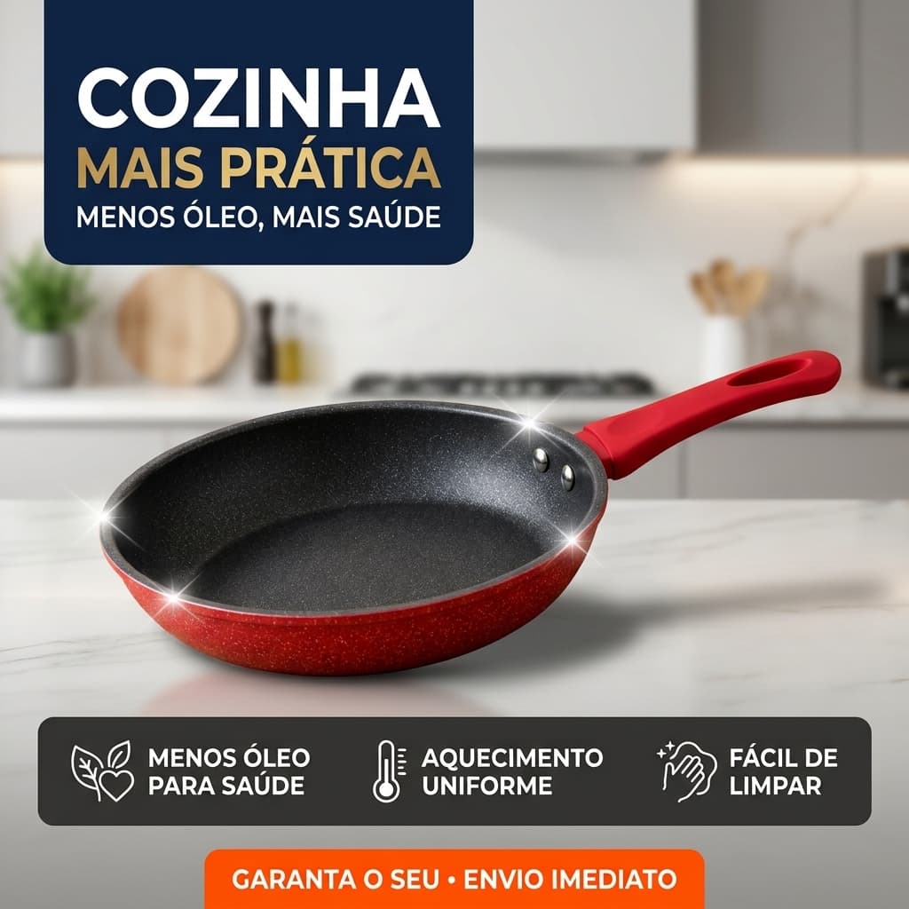 Frigideira Antiaderente Cerâmica Tripla Camada Sem Toxinas Cooktop Indução Gás Elétrico Não Gruda