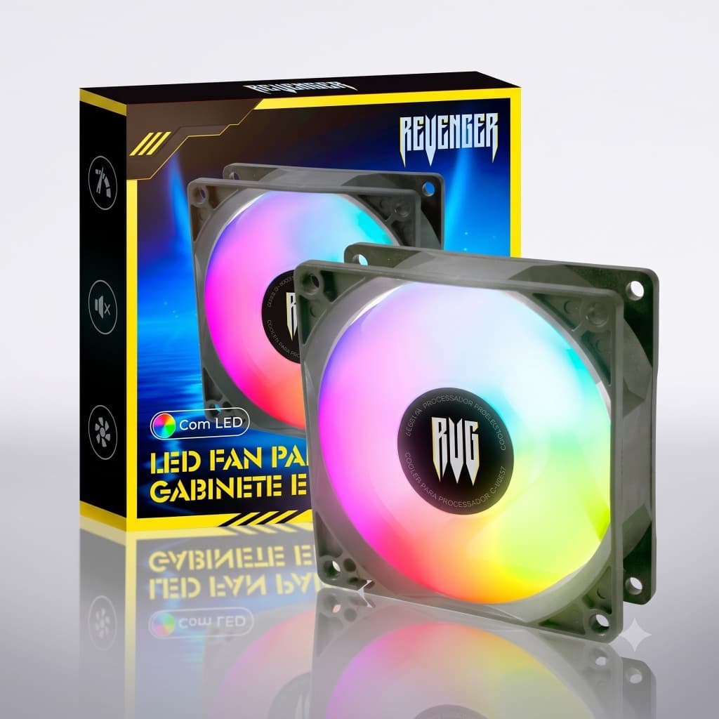 Cooler Fan LED 120mm Revenger VR355 – Alta Refrigeração, Silêncio e Estilo para seu PC!