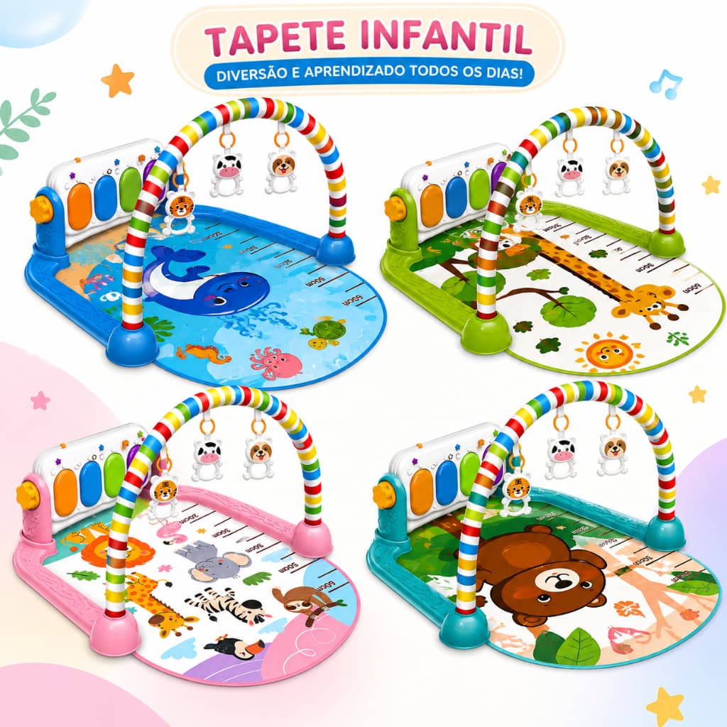 Pedal de música interativa para bebês tapete para engatinhar tapete infantil som divertido completo