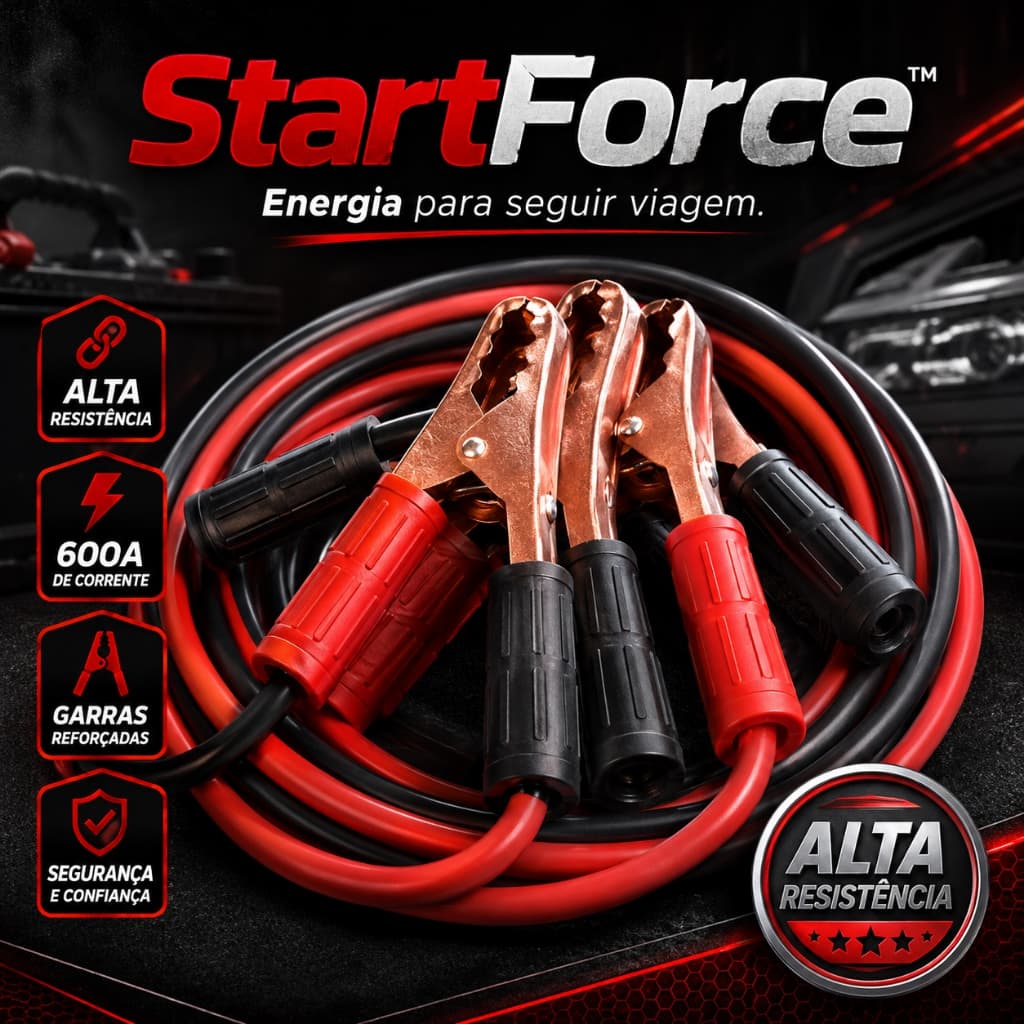 Cabo Chupeta Bateria Automotiva 600A Reforçado Alta Resistência para Carros