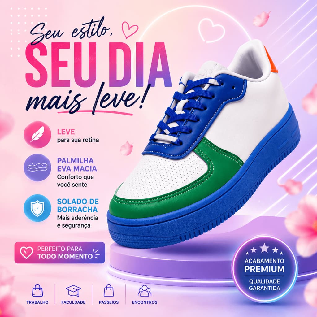 Tênis Casual Unissex Branco Estilo Street Confortável Solado Borracha Macio Leve EVA Macio 36 ao 42