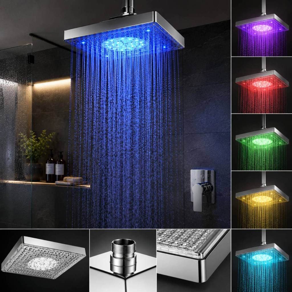 Chuveiro Ducha Quadrada com Led Colorido Instalação: Fácil, padrão universal