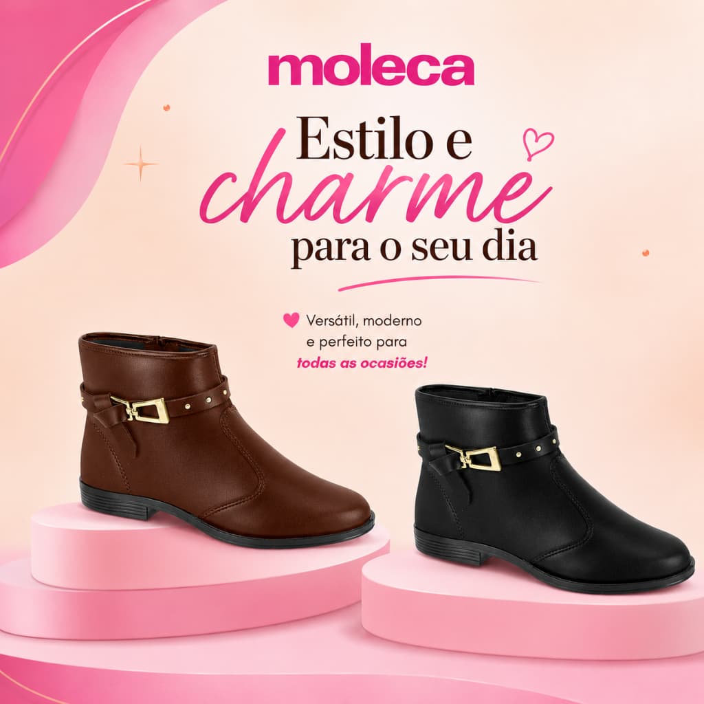 Bota Feminina Salto Baixo Cano Curto Moleca Ana Castela Conforto Macio